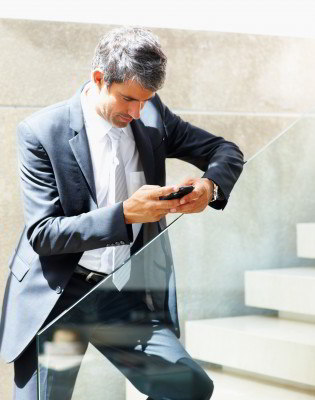 man checking his emergency notification