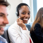 smiling call center worker